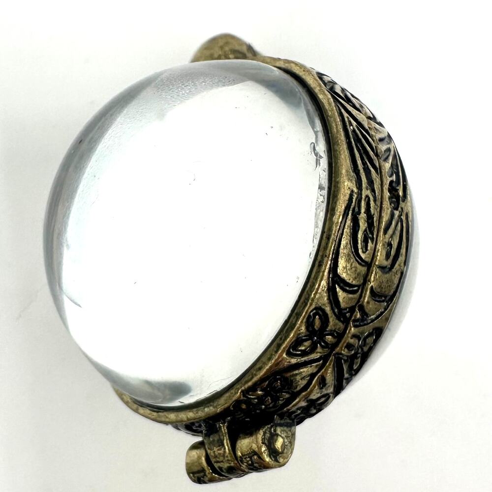 Victorian Revival clear glass pools of light gold tone photo locket finding